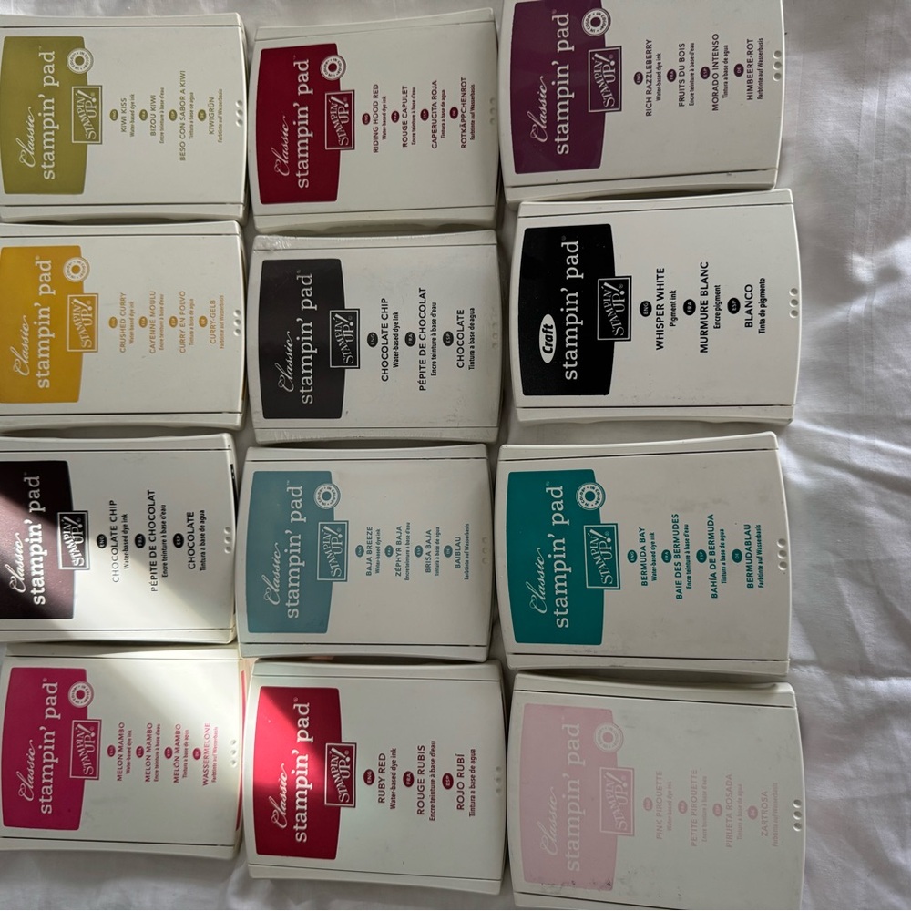 Stampin' Up!-Stamps and ink
Classic Stampin' Pad Collection (12) and 12 spots